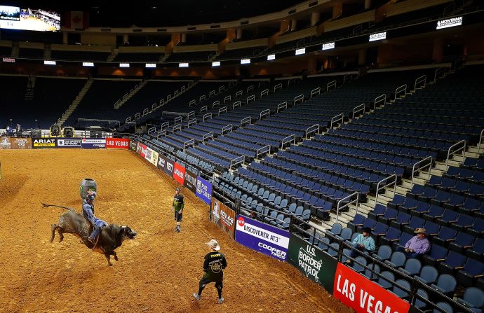 Cody Casper rides Just Al during a rodeo in Duluth, Georgia, on Sunday, March 15.