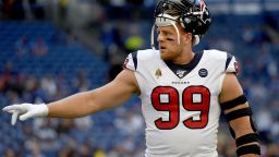 INDIANAPOLIS, IN - OCTOBER 20: J.J. Watt #99 of the Houston Texans warms up before the start of the game against the Indianapolis Colts at Lucas Oil Stadium on October 20, 2019 in Indianapolis, Indiana. (Photo by Bobby Ellis/Getty Images)
