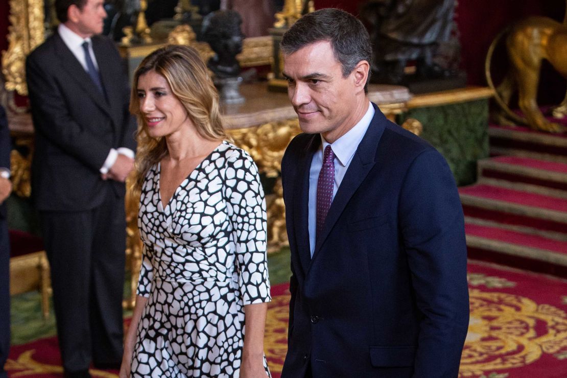 Spanish Prime Minister Pedro Sanchez and his wife Maria Begona Gomez Fernandez in October last year. 