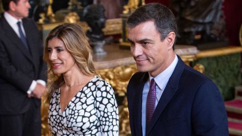 Spanish Prime Minister Pedro Sanchez and his wife Maria Begona Gomez Fernandez in October last year. 