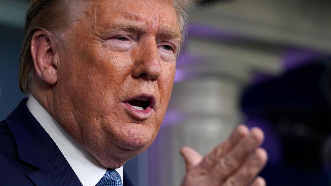 President Donald Trump speaks during a press briefing with the coronavirus task force, in the Brady press briefing room at the White House, Monday, March 16, 2020, in Washington.