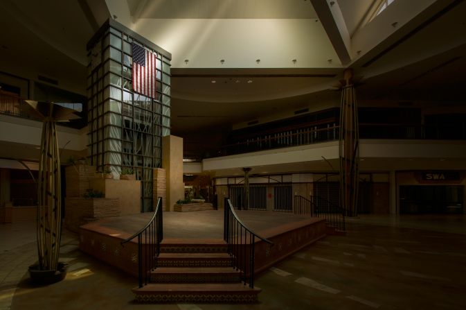 A US flag still hangs at Arizona's Fiesta Mall, which closed its doors in early 2018.