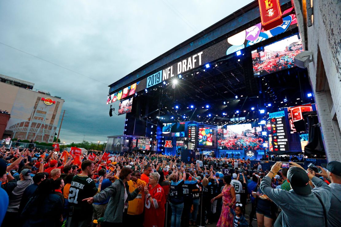 Fans attend Day 1 of the 2019 NFL Draft in Nashville, Tennessee.