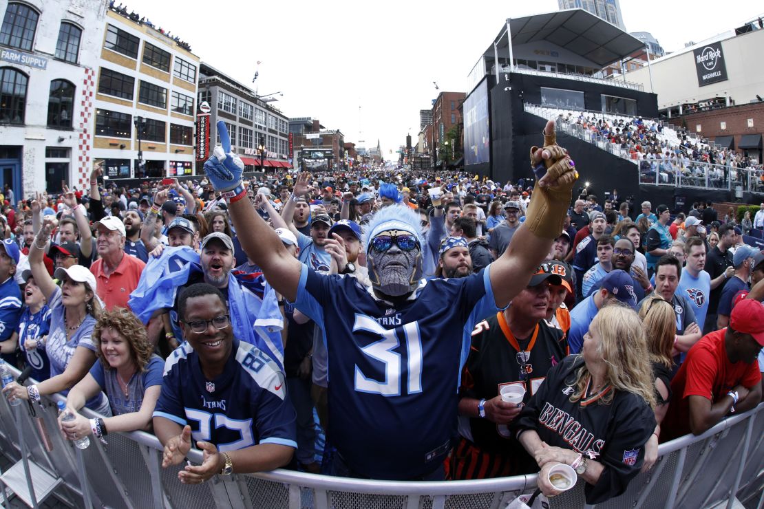 Fans gather prior to the start of the first round of the NFL Draft.