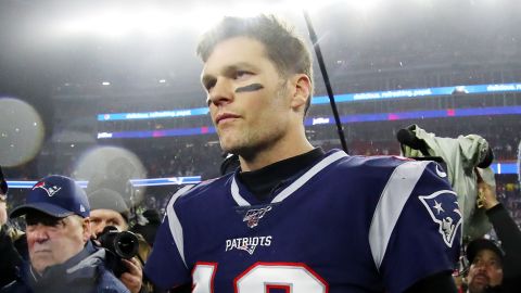 Brady pictured after the Patriots' 20-13 loss to the Tennessee Titans.