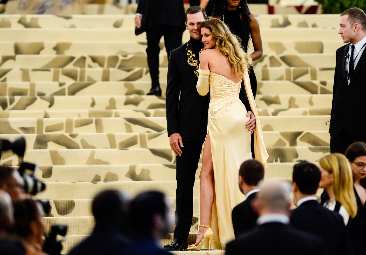 Brady and his wife, model Gisele Bundchen, attend the Met Gala in New York in 2018.