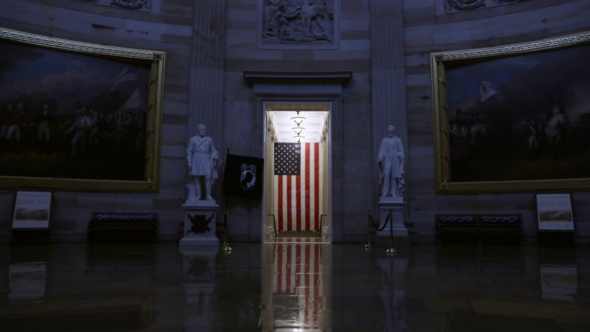 WASHINGTON, DC - MARCH 12:  The Rotunda at the U.S. Capitol is empty after the last tour group has passed through March 12, 2020 on Capitol Hill in Washington, DC. The U.S. Capitol Visitor Center has suspended all public tours until the end of March due to the COVID-19, also known as coronavirus, outbreak in the U.S.   (Photo by Alex Wong/Getty Images)