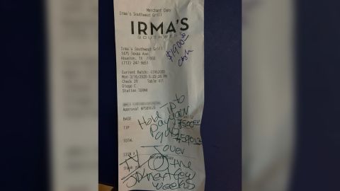A couple left a $9,400 tip for the staff at Irma's Southwest restaurant.