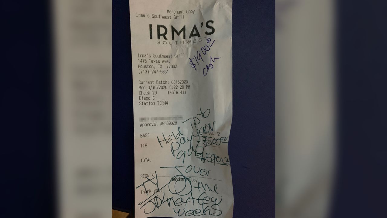 A couple left a $9,400 tip for the staff at Irma's Southwest restaurant.