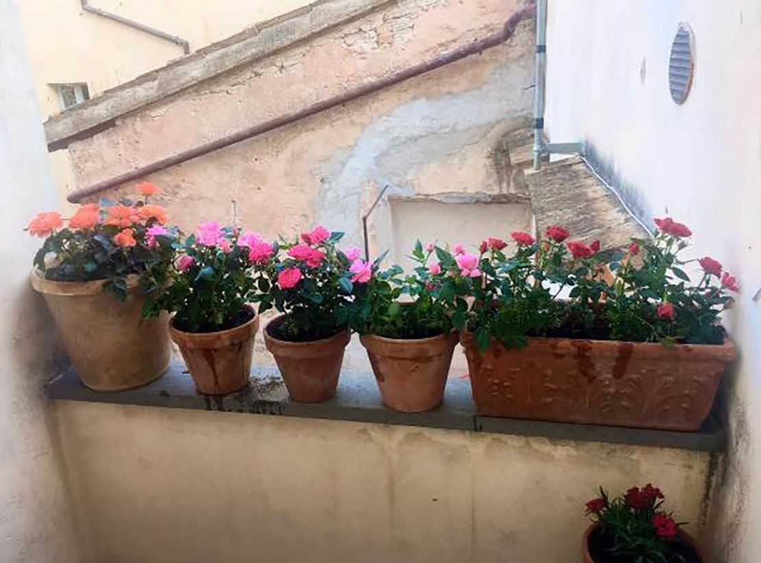 Francesca Owens bought flowers to tend on their balcony while they quarantine in place in Italy.