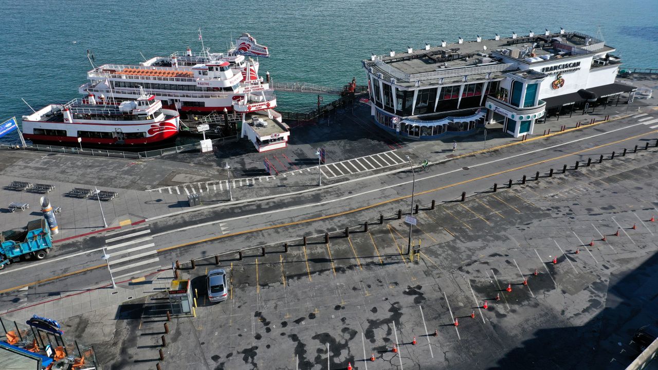 A parking lot Tuesday seemed almost deserted at San Francisco's normally bustling Fisherman's Wharf.