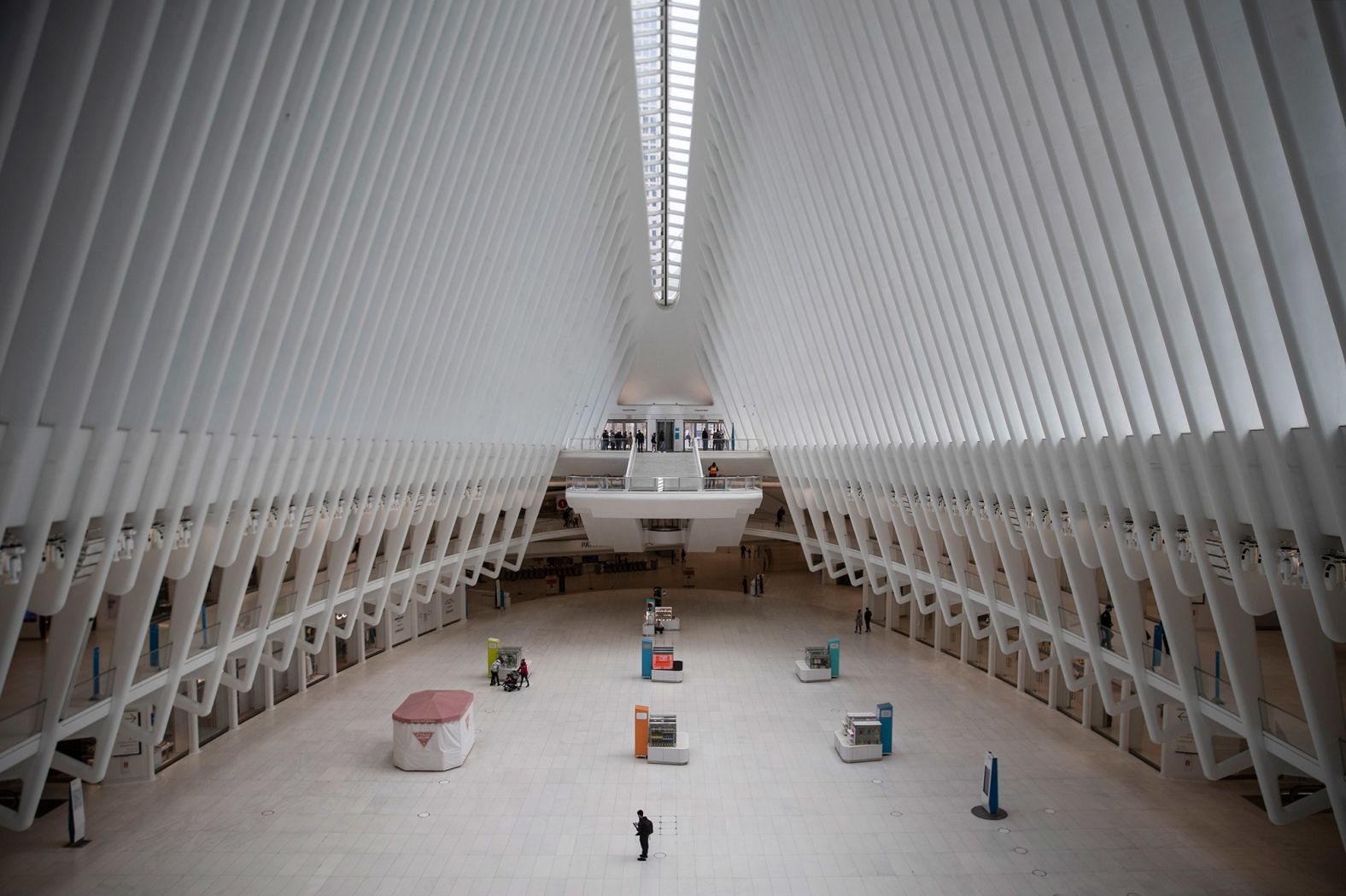 The Oculus transportation hub in New York was mostly devoid of commuters and tourists on March 15.