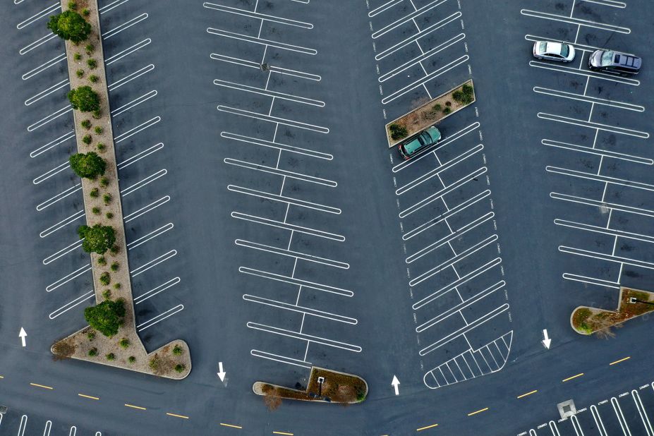 The parking lot is nearly empty at The Village shopping mall in Corte Madera, California, on March 17.