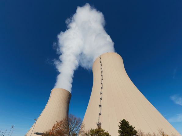 Cooling towers at the Grohnde Nuclear Power Plant, which has been in operation since 1984. 