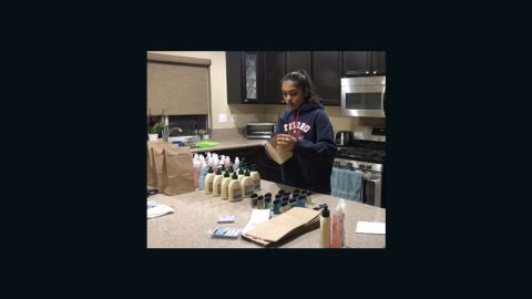Shah assembles the kits at home.