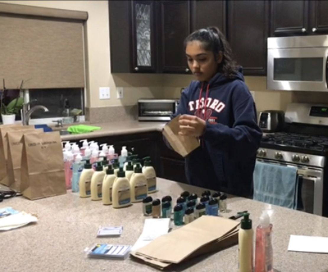 Shah assembles the kits at home. 