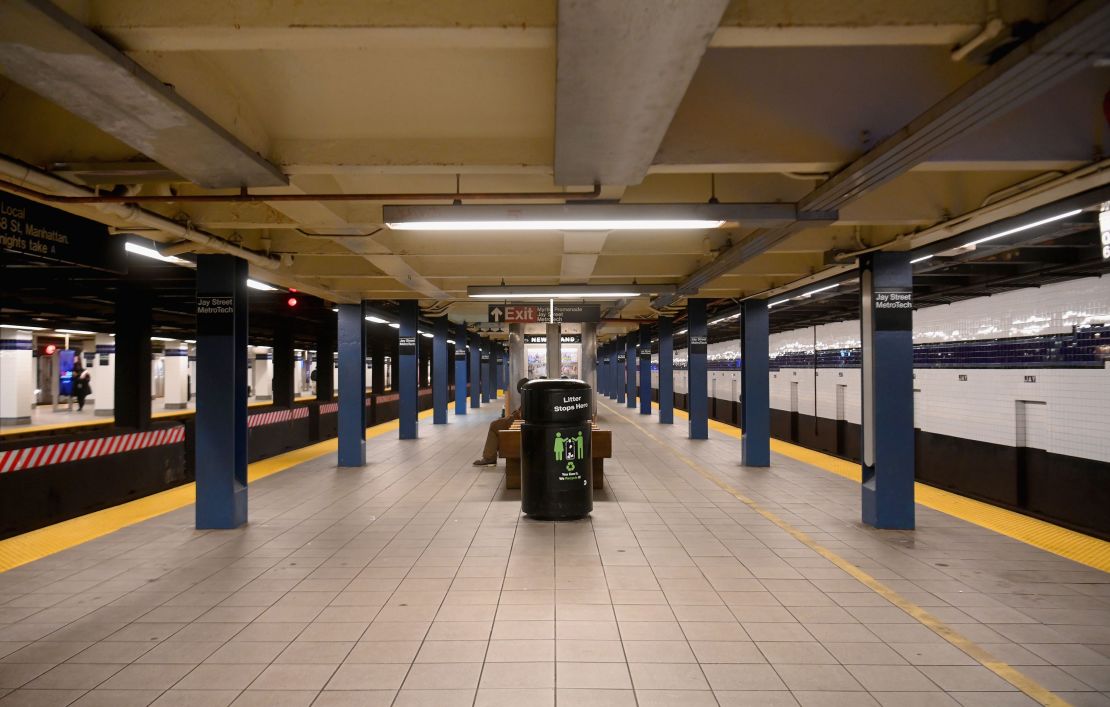 A near empty subway station in downtown Brooklyn last month.