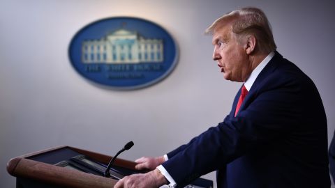 US President Donald Trump holds the daily briefing on the novel coronavirus at the White House on Wednesday.
