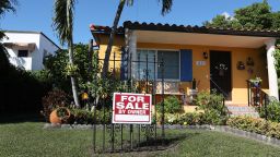 MIAMI, FLORIDA - OCTOBER 23: A For Sale sign is seen in front of a home on October 23, 2019 in Miami, Florida.  The National Association of Realtors reported that sales of previously-owned homes dropped 2.2% in September. (Photo by Joe Raedle/Getty Images)