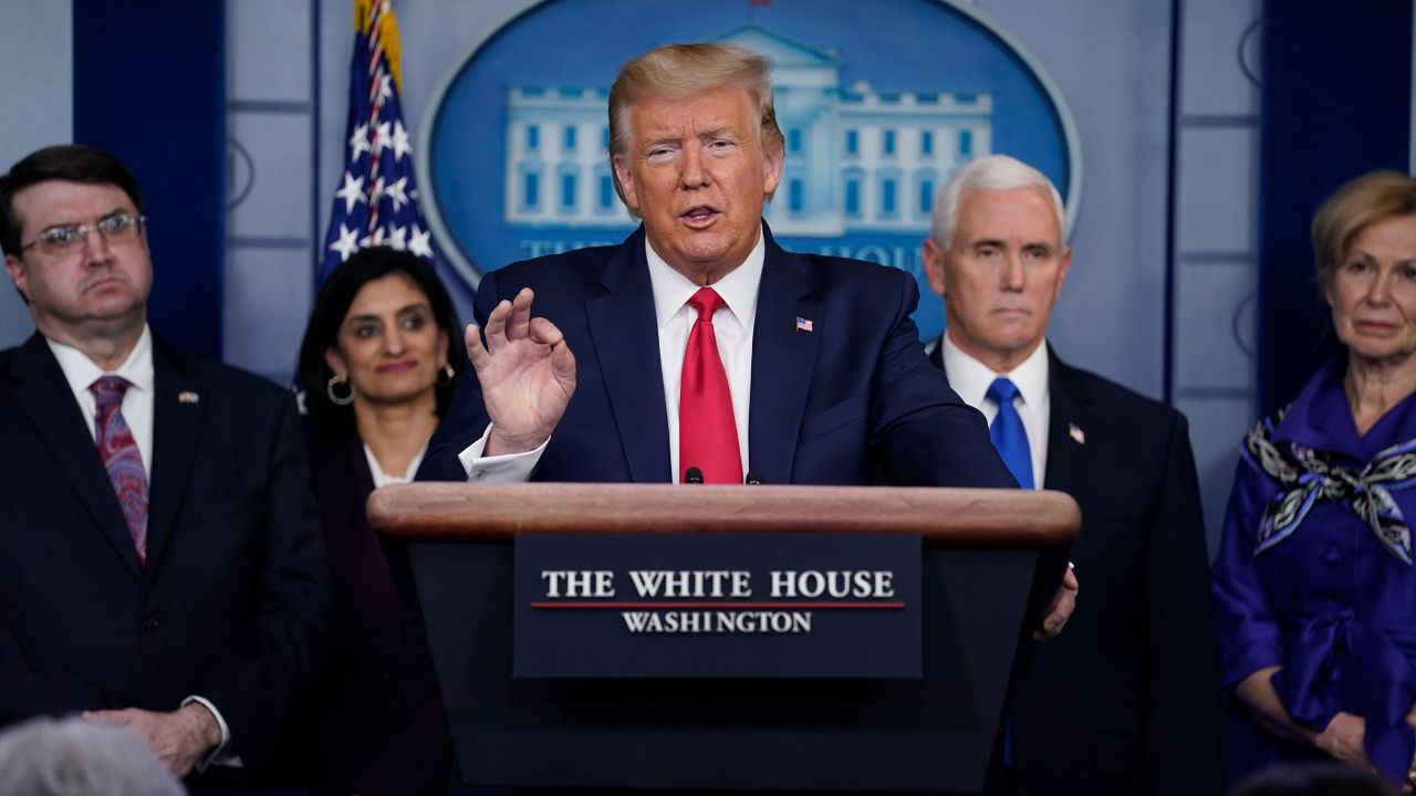 President Donald Trump speaks during press briefing with the Coronavirus Task Force, at the White House, Wednesday, March 18, 2020, in Washington. (AP Photo/Evan Vucci)