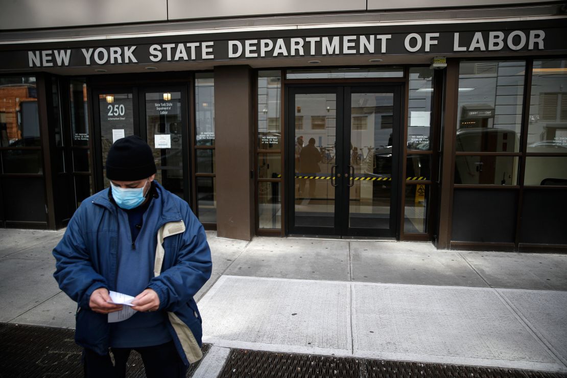 Visitors to the Department of Labor are turned away at the door by personnel due to closures over coronavirus concerns.