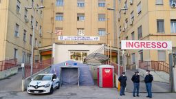 The patient triage tent at the entrance of the Loreto Mare Hospital is the new department for Coronavirus Emergency in Naples, Italy on March 18, 2020. (Photo by Paolo Manzo/NurPhoto via Getty Images)