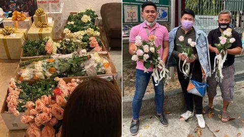 Hundreds of flowers arrived in Manila for Sarah Lahbati's wedding, but after she decided to postpone it, she donated the flowers to local hospitals and churches. 