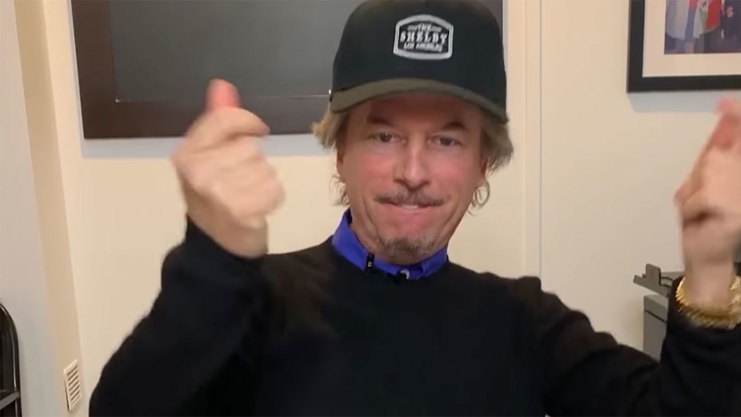 David Spade is doing his late-night show from his home office.