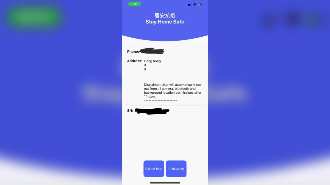 The Hong Kong government's wristband is connected to an app that has a 14-day countdown clock.