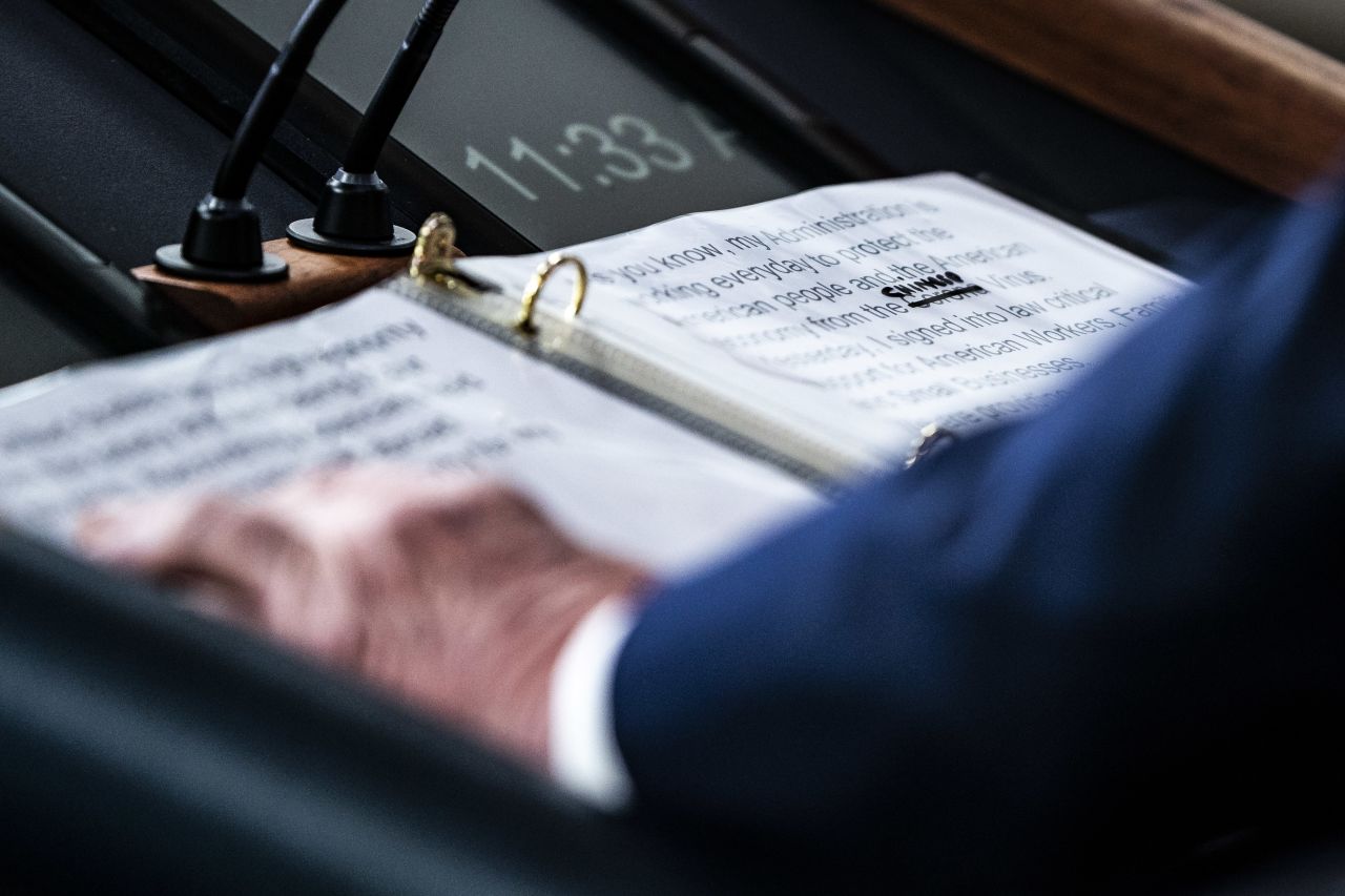 A close-up of President Donald Trump's notes shows where <a href="https://www.cnn.com/world/live-news/coronavirus-outbreak-03-19-20-intl-hnk/h_21c623966aa148dbeed242de4e94943e" target="_blank">the word "Corona" was crossed out and replaced with "Chinese"</a> as he speaks about the coronavirus at the White House on Thursday, March 19. After consulting with medical experts and receiving guidance from the World Health Organization, CNN has determined that the term "Chinese virus" is inaccurate and considered stigmatizing.