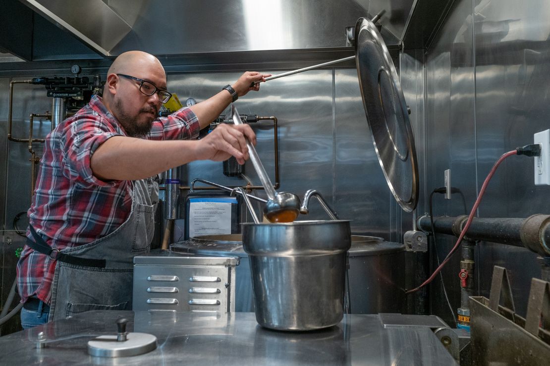Chef Mike Anastacio and his team at Fin & Brew in Peekskill, New York, prepare soup for the Million Gallon Challenge.