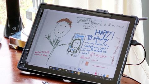 Savidge used a tablet to continue his tradition of making a birthday card for his wife.