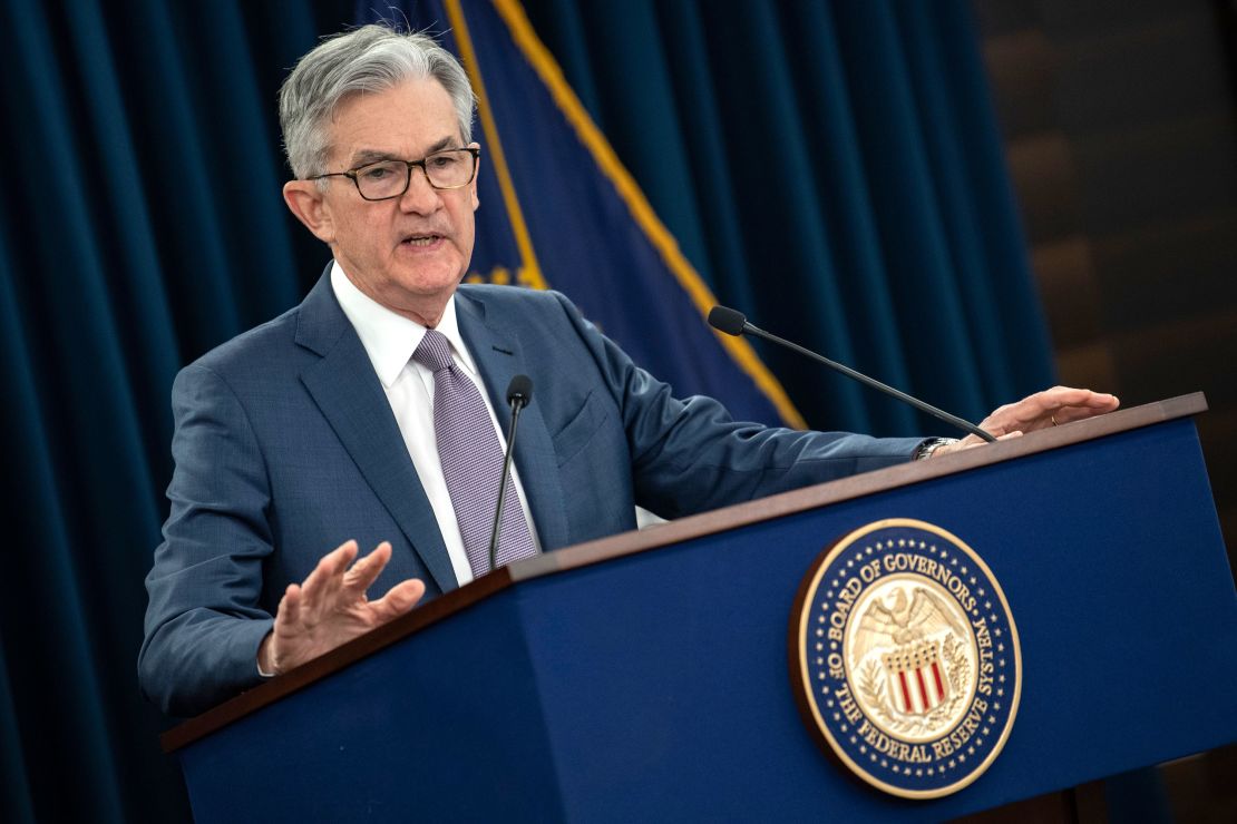 US Federal Reserve Chairman Jerome Powell gives a press briefing after the surprise rate cut on March 3.