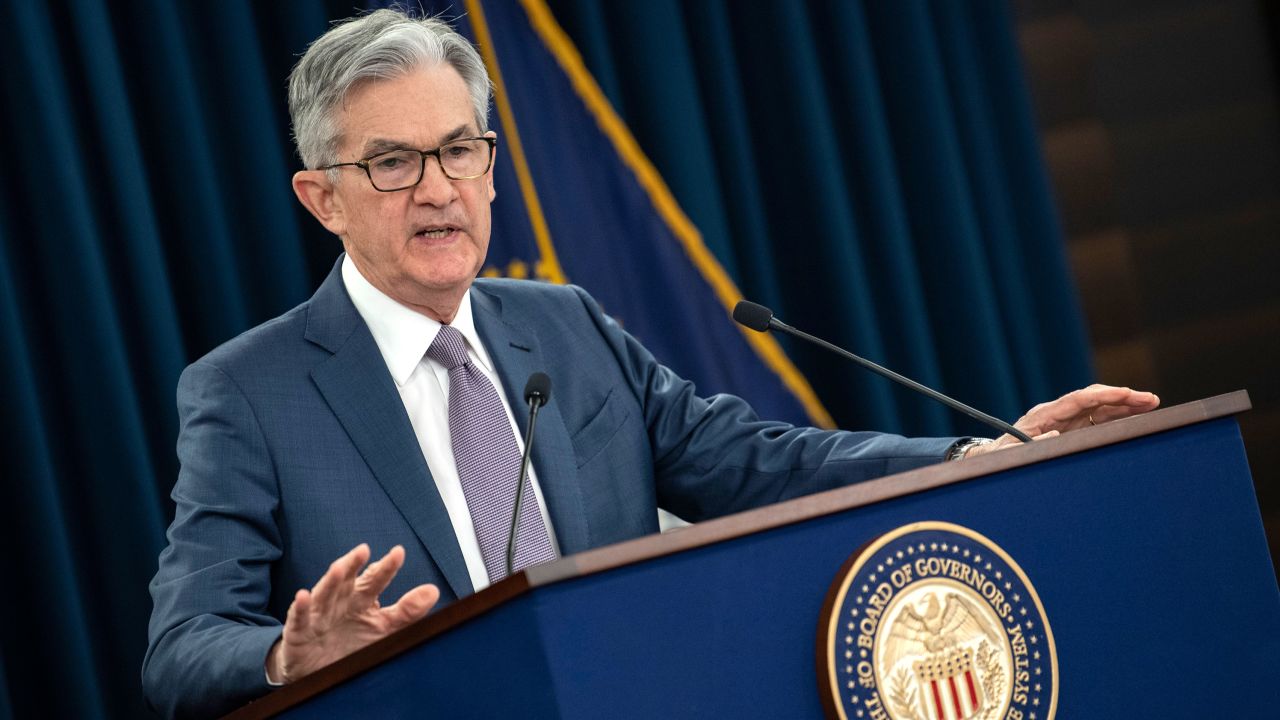 US Federal Reserve Chairman Jerome Powell gives a press briefing after the surprise rate cut on March 3.