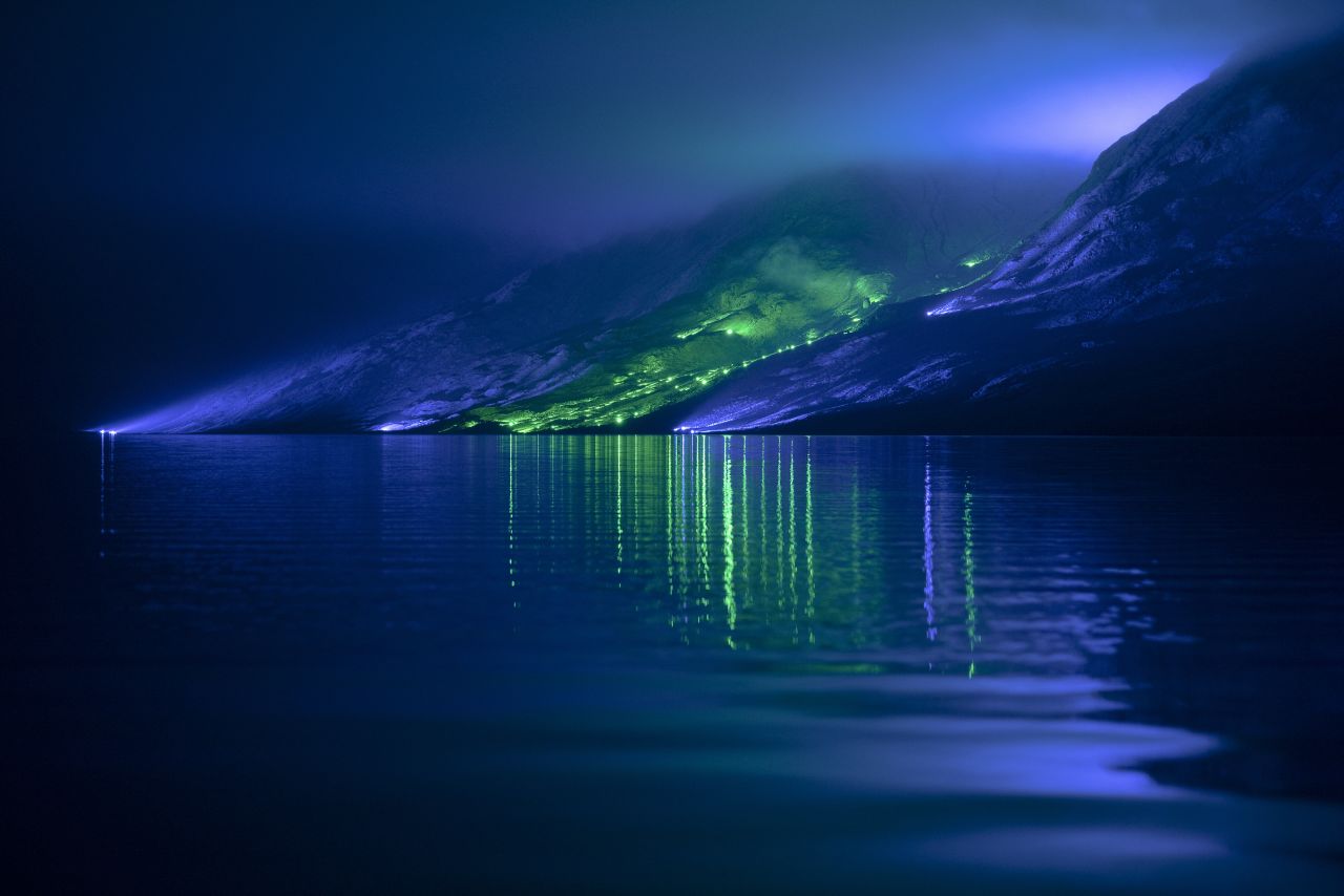 Kari Kola's artwork "Savage Beauty" turns the mountains of Connemara emerald and blue.