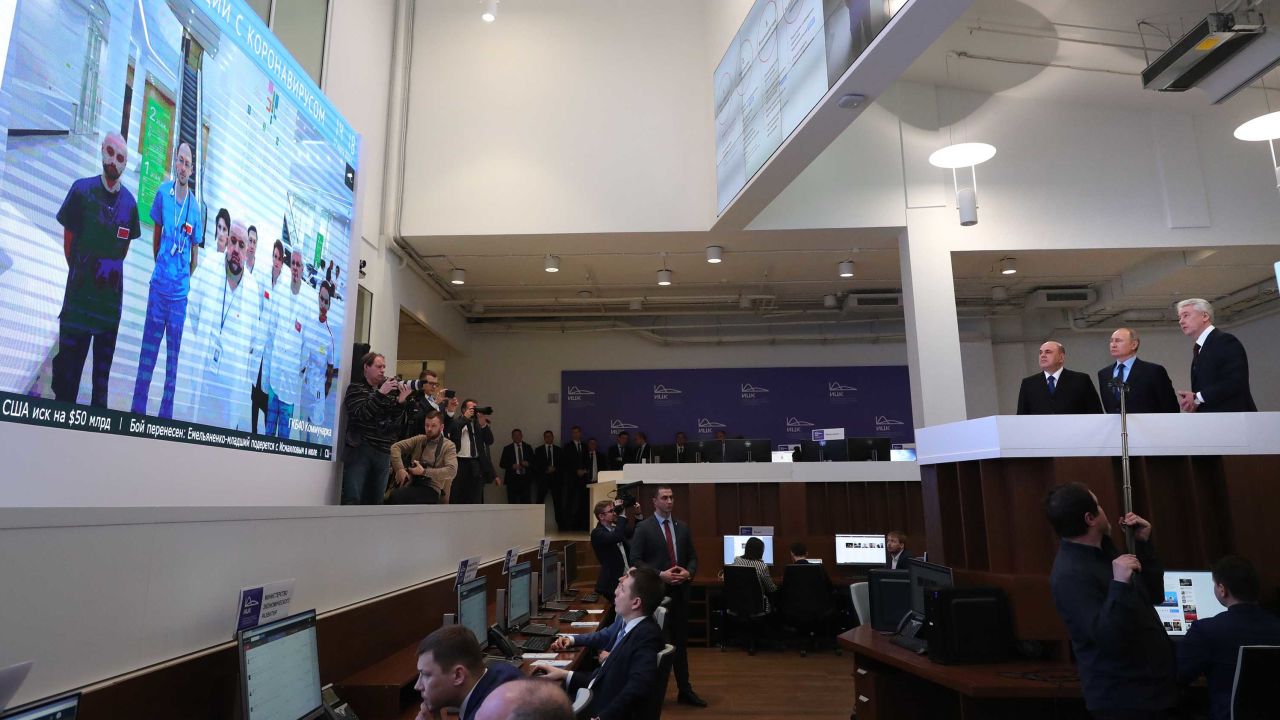 Putin has put together a coronavirus information center in Moscow, pictured here.