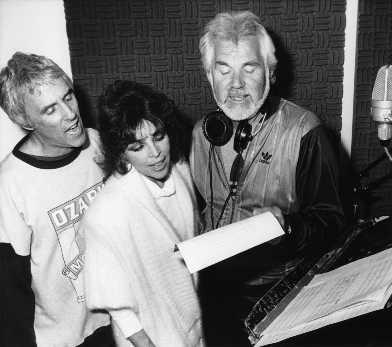From left: Burt Bacharach, Carole Bayer Sager and Rogers record music for the film "Tough Guys" in 1986.