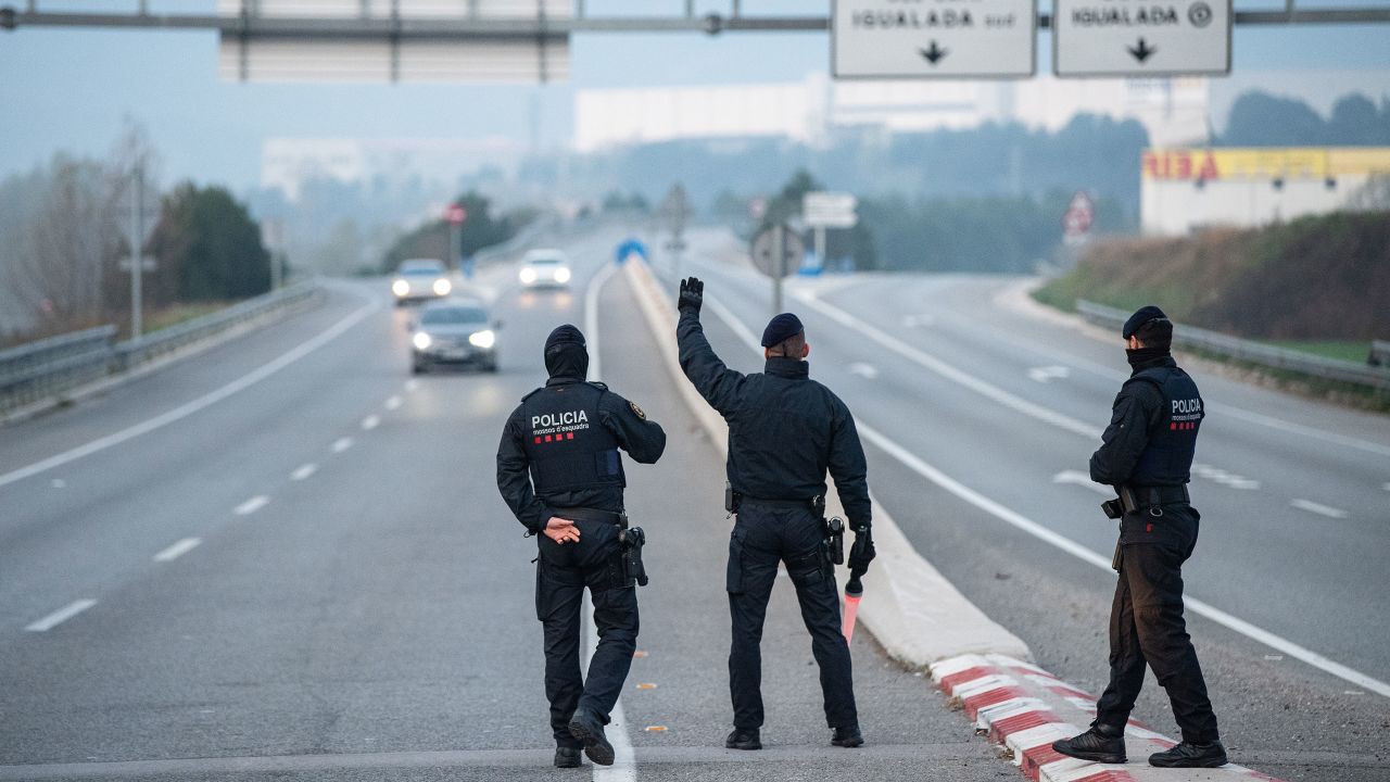 Spain is on lockdown due to the coronavirus outbreak, with police manning checkpoints.