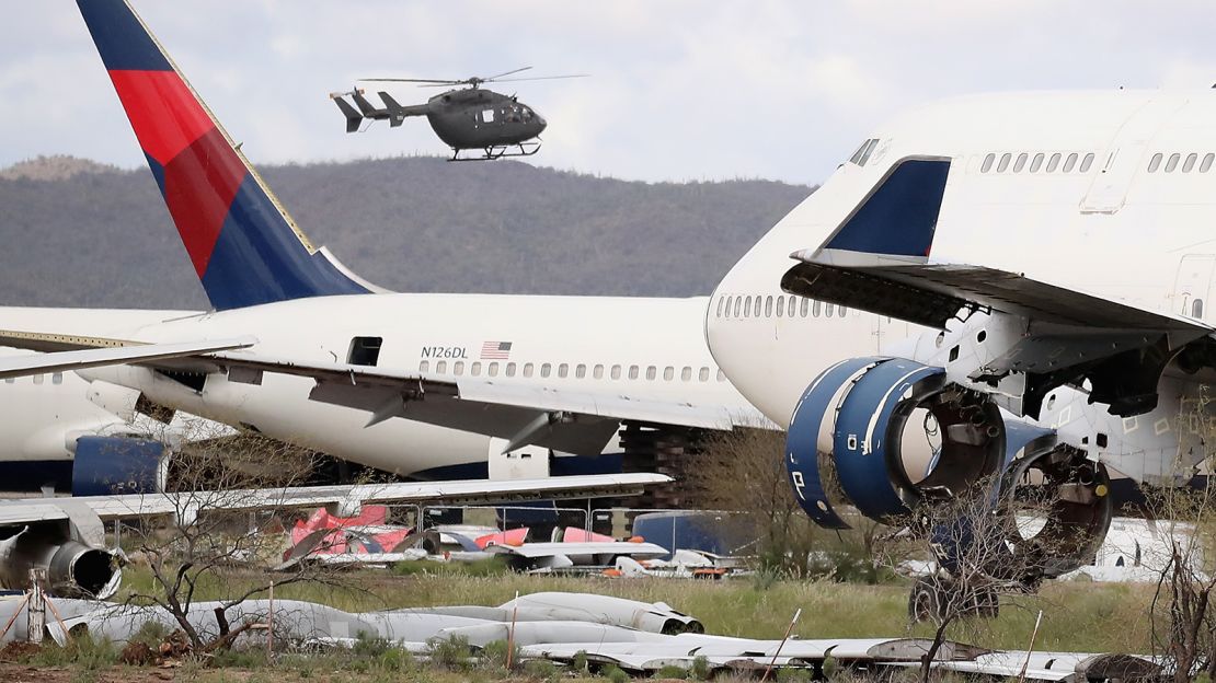 Decommissioned and suspended commercial aircrafts at Pinal Airpark on March 19, 2020.