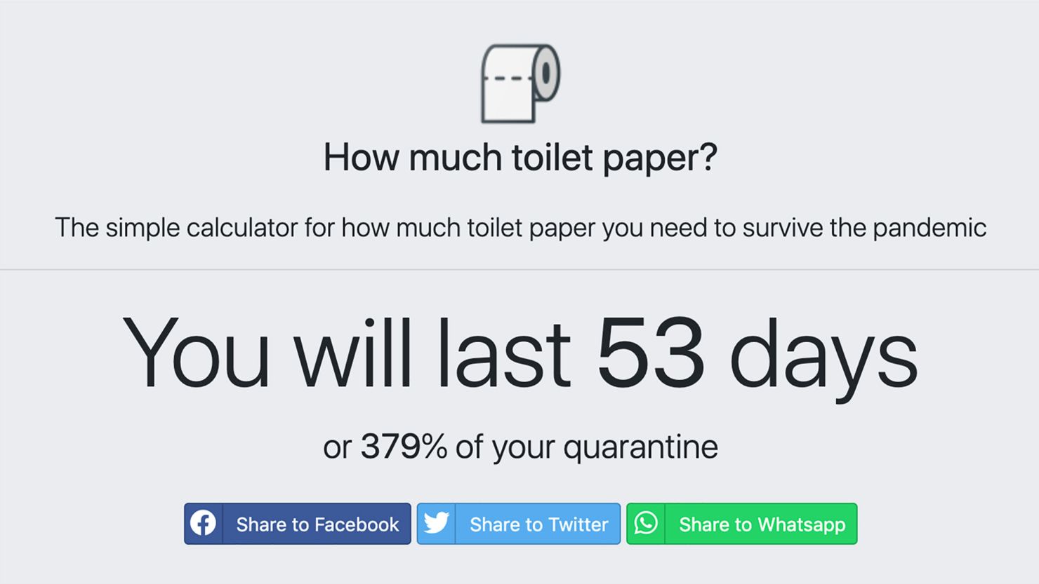 Howmuchtoiletpaper.com calculates just how long your stash of TP will last you during a quarantine.