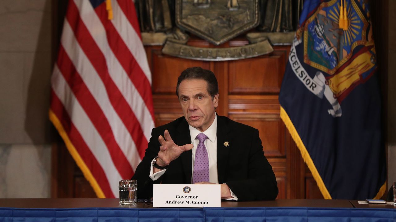 New York Gov. Andrew Cuomo at his daily coronavirus briefing on March 20 in New York City. 
