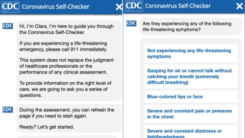 Details from the CDC's Coronavirus Self-Checker