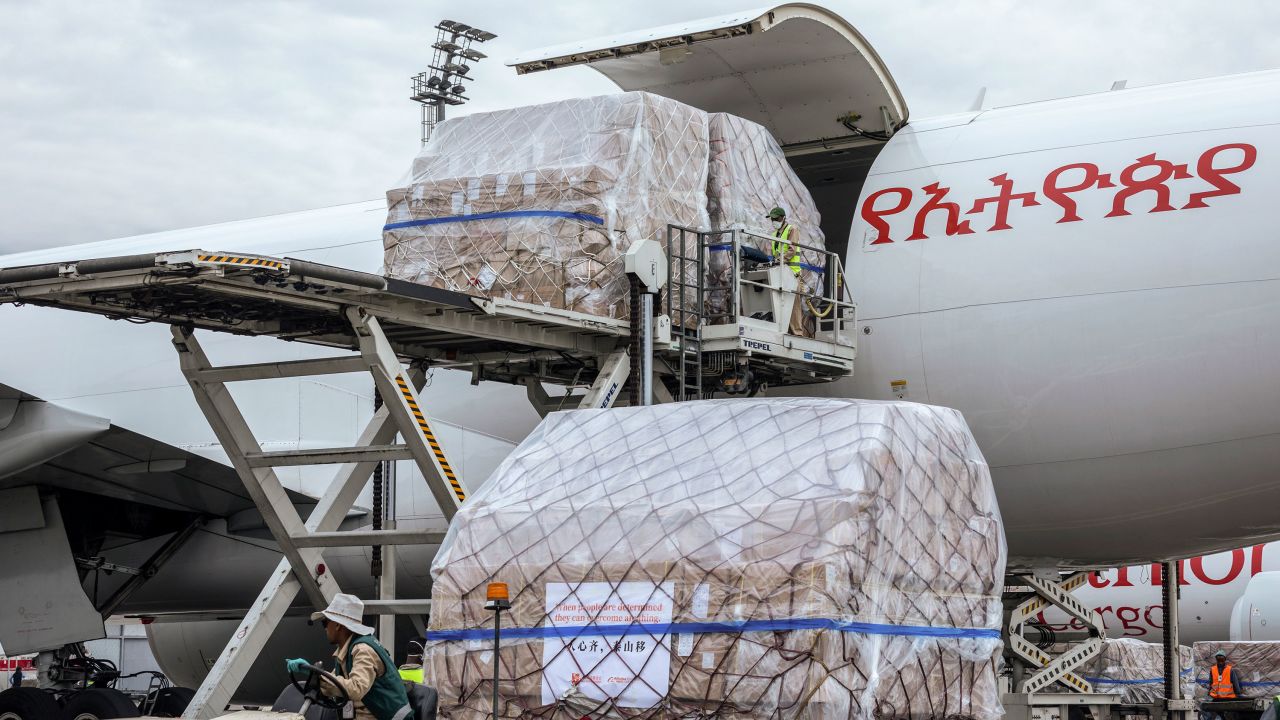A cargo flight containing the supplies arrives Addis Ababa on Sunday.