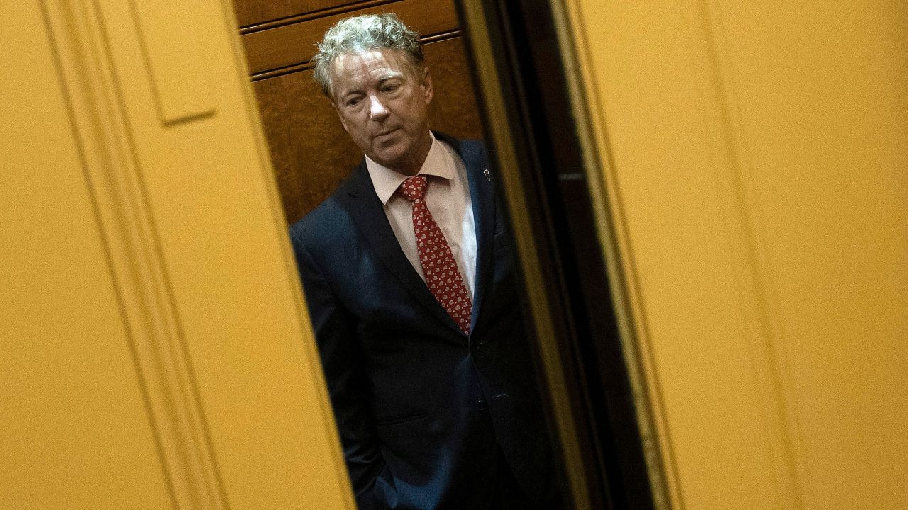 Republican Sen. Rand Paul of Kentucky is seen at the US Capitol for a vote in March 2020. 
