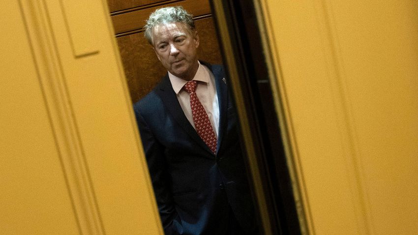 WASHINGTON, DC - MARCH 18: U.S. Sen. Rand Paul (R-KY) takes an elevator at the U.S. Capitol for a vote on March 18, 2020 in Washington, DC. Senate Majority Leader Mitch McConnell is urging members of the Senate to pass as soon as possible a second COVID-19 funding bill already passed by the House.  (Photo by Win McNamee/Getty Images)