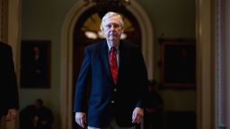 Senate Majority Leader Mitch McConnell walks from the Senate floor to his office on Capitol Hill, in Washington, DC, USA, 21 March 2020. The Senate continues work on the third piece of legislation to provide economic relief in response to the coronavirus pandemic, with a final vote expected next week.n the third economic aid legislation in response to the coronavirus pandemic, Washington, USA - 21 Mar 2020