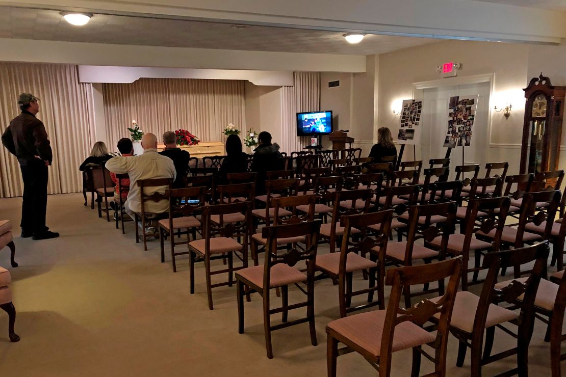 This photo shows a funeral that was affected by new rules put in place due to the coronavirus outbreak in Milwaukee, Wisconsin.