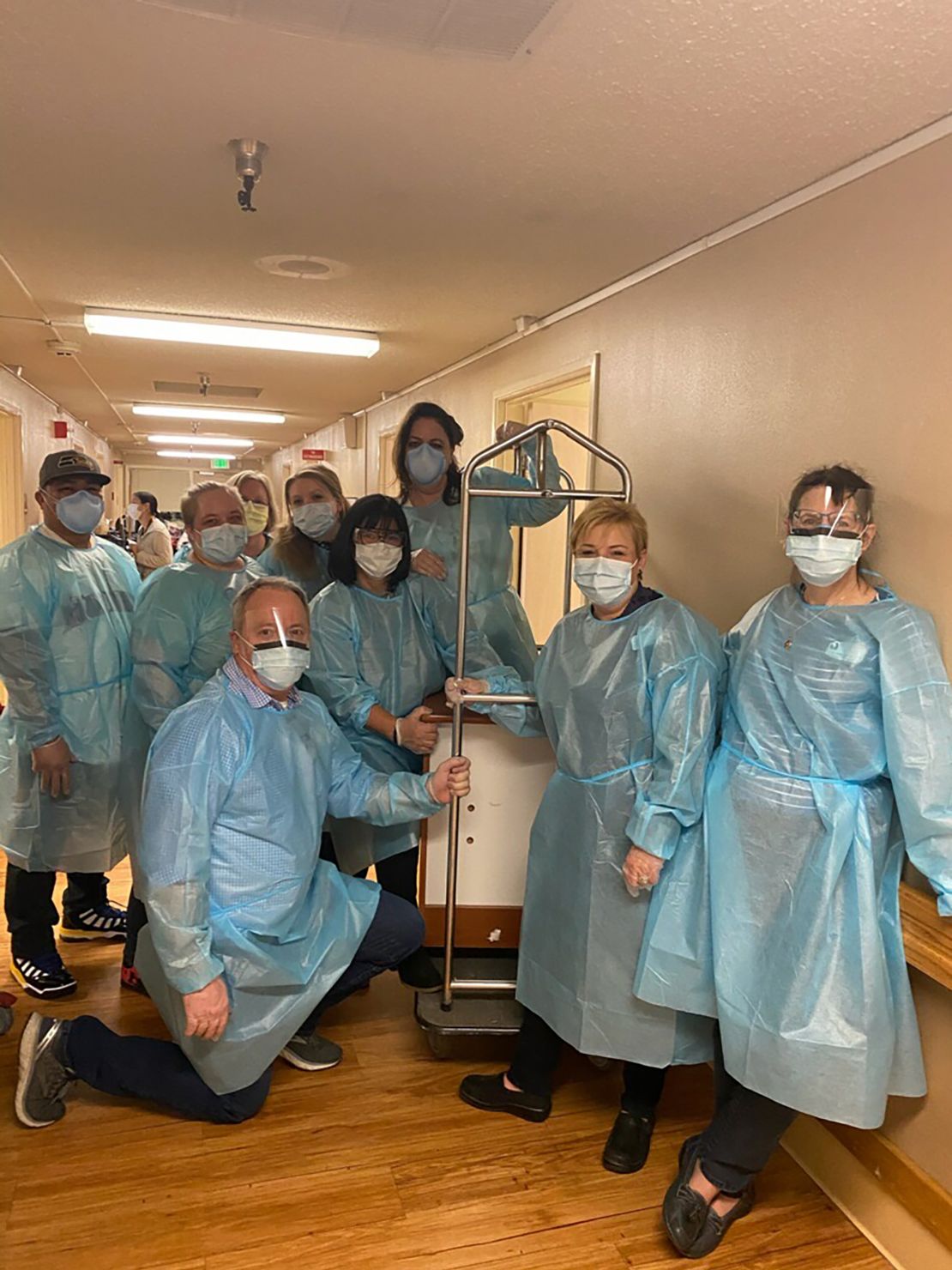 Staff at the Life Care Center in Kirkland, Washington, wear protective equipment after the outbreak was identified.