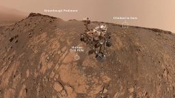 This selfie was taken by NASA's Curiosity Mars rover on Feb. 26, 2020 (the 2,687th Martian day, or sol, of the mission). The crumbling rock layer at the top of the image is "the Greenheugh Pediment," which Curiosity climbed soon after taking the image.
Credits: NASA/JPL-Caltech/MSSS