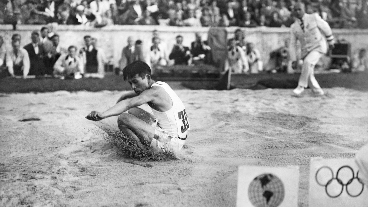 Naoto Tajima (Japan) competing in the triple jump at Berlin 1936  (Photo by ullstein bild/ullstein bild via Getty Images)